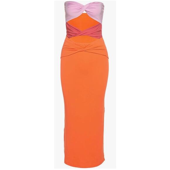 Strapless Twist Cut Out Bodycon Dress- Size Large - Picture 1 of 5